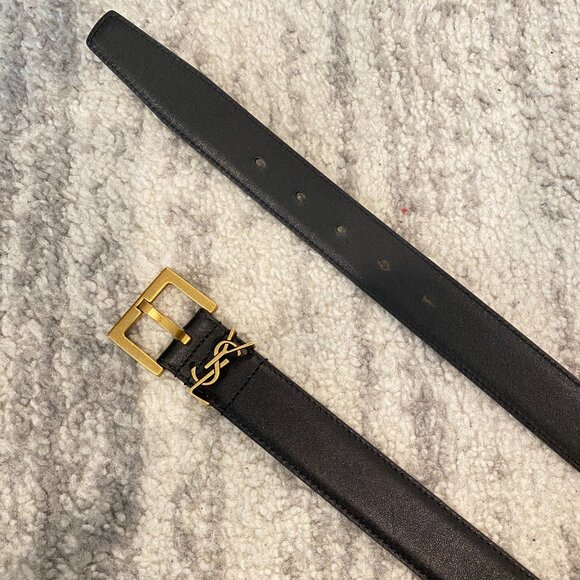 YSL Cassandre Smooth Leather Belt in Black Size 85 main image 3